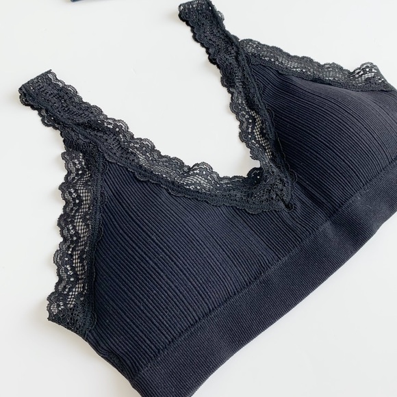 BOHO LACE TRIM BRALETTE - BLACK - Picture 2 of 6